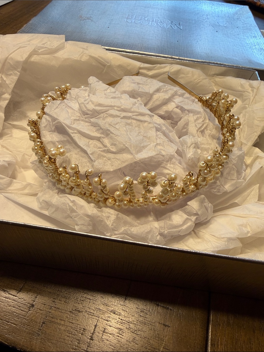 BERGDORFS Gold Pearl Cluster Tiara - Women's Accessory